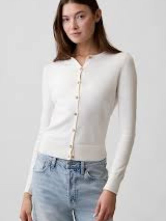 GAP Factory Sweaters - GAP Snowflake Milk Cardigan Sweater/NWT/L